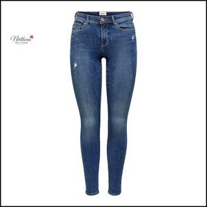 Skinny Fit Jeans Mid Waist Stretch Denim Zip Fly